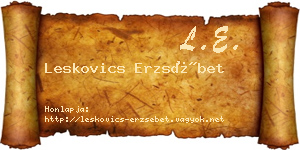 Leskovics Erzsébet névjegykártya